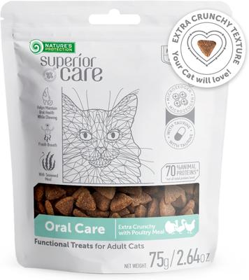 Show full view: Nature's Protection Superior Care Oral Care Poultry Dental Crunchy Cat Treats, 2.64-oz bag slide 1 of 10