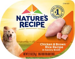 Nature's Recipe Chicken & Brown Rice Recipe in Broth Wet Dog Food, 2.75-oz, case of 12