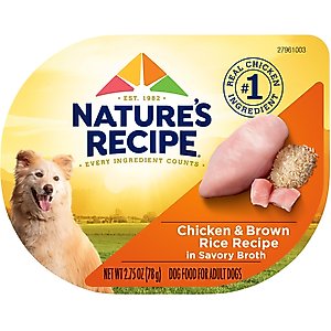 Nature's Recipe Chicken & Brown Rice Recipe in Broth Wet Dog Food, 2.75-oz, case of 12