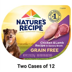Nature's Recipe Chicken & Lamb Recipe in Savory Broth Grain-Free Wet Dog Food, 2.75-oz tray, bundle of 24 