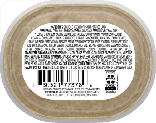 Show full view: Nature's Recipe Chicken & Lamb Recipe in Savory Broth Grain-Free Wet Dog Food, 2.75-oz tray, bundle of 24  slide 4 of 12