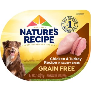 Nature's Recipe Chicken & Turkey in Broth Recipe Grain-Free Wet Dog Food, 2.75-oz tray, case of 12