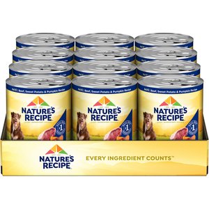 Nature's Recipe Grain-Free Beef, Sweet Potato & Pumpkin Recipe Wet Dog Food, 13-oz can, 12 count