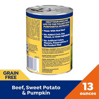 Show full view: Nature's Recipe Grain-Free Beef, Sweet Potato & Pumpkin Recipe Wet Dog Food, 13-oz can, 12 count slide 4 of 12