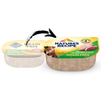 Show full view: Nature's Recipe Grain-Free Chicken & Duck Recipe in Broth Wet Dog Food, 2.75-oz tray, bundle of 24  slide 3 of 12