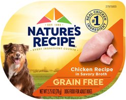 Nature's Recipe Grain-Free Chicken Recipe in Broth Wet Dog Food, 2.75-oz tray, bundle of 24 