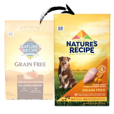 Show full view: Nature's Recipe Grain-Free Chicken, Sweet Potato & Pumpkin Recipe Dry Dog Food, 24-lb bag slide 3 of 13