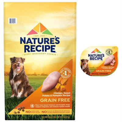 Nature's Recipe Nature's Recipe Grain-Free Chicken, Sweet Potato & Pumpkin Recipe Dry Food + Chicken Recipe in Broth Wet Dog Food
