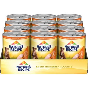 Nature's Recipe Grain-Free Chicken, Sweet Potato & Pumpkin Recipe Wet Dog Food, 13-oz can, 12 count