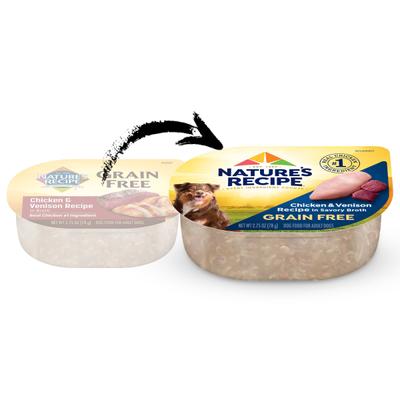 Show full view: Nature's Recipe Grain-Free Chicken & Venison Recipe in Broth Wet Dog Food, 2.75-oz tray, bundle of 24  slide 3 of 12