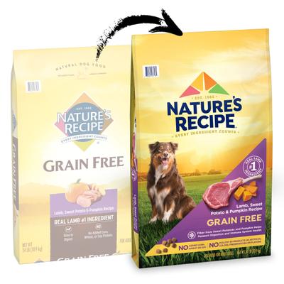Show full view: Nature's Recipe Grain-Free Lamb, Sweet Potato & Pumpkin Recipe Dry Dog Food, 24-lb bag slide 3 of 13