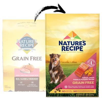 Show full view: Nature's Recipe Grain-Free Salmon, Sweet Potato & Pumpkin Recipe Dry Dog Food, 12-lb bag slide 3 of 12