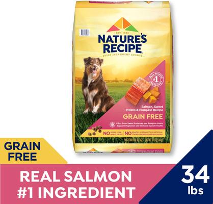 Show full view: Nature's Recipe Grain-Free Salmon, Sweet Potato & Pumpkin Recipe Dry Dog Food, 34-lb bag slide 3 of 12