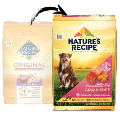 Show full view: Nature's Recipe Grain-Free Salmon, Sweet Potato & Pumpkin Recipe Dry Dog Food, 34-lb bag slide 4 of 12