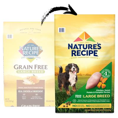 Show full view: Nature's Recipe Large Breed Grain-Free Chicken, Sweet Potato & Pumpkin Recipe Dry Dog Food, 24-lb bag slide 3 of 13