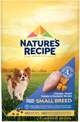Show full view: Nature's Recipe Small Breed Grain-Free Chicken, Sweet Potato & Pumpkin Recipe Dry Dog Food, 12-lb bag + Nature's Recipe Grain-Free Chicken Recipe in Broth Wet Dog Food, 2.75-oz, case of 12 slide 6 of 9
