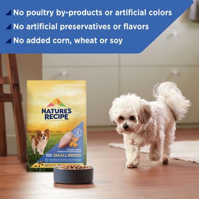 Show full view: Nature's Recipe Small Breed Grain-Free Chicken, Sweet Potato & Pumpkin Recipe Dry Dog Food, 4-lb bag slide 6 of 13
