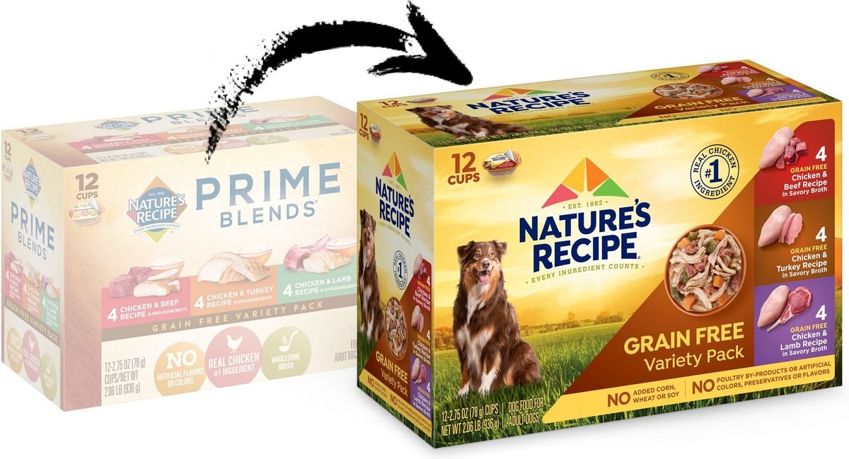 Nature's Recipe Prime Blends Grain-Free Chicken & Tuna in Broth Recipe Wet Dog Food, 2.75-oz tray, case of 12