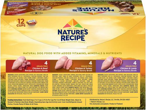 Show full view: Nature's Recipe Variety Pack Grain-Free Wet Dog Food, 2.75-oz tray, bundle of 24  slide 4 of 12
