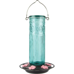Natures Way Bird Products Antique Glass Gravity Hummingbird Feeder, Teal, 28-oz