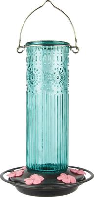 Show full view: Natures Way Bird Products Antique Glass Gravity Hummingbird Feeder, Teal, 28-oz slide 1 of 6