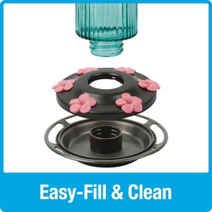 Natures Way Bird Products Antique Glass Gravity Hummingbird Feeder, Teal, 28-oz