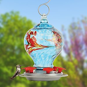 Natures Way Bird Products Artisan Gravity Hummingbird Feeder, 28-oz, Blue & Red