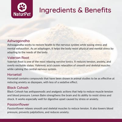 Show full view: NaturPet Be Calm Stress, Anxiety & Behavioral Relief Supplement for Cats & Dogs, 100-ml bottle slide 3 of 7