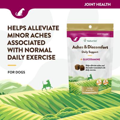 Show full view: NaturVet Aches & Discomfort Plus Glucosamine Soft Chews Joint Supplement for Dogs, 30 count slide 4 of 10
