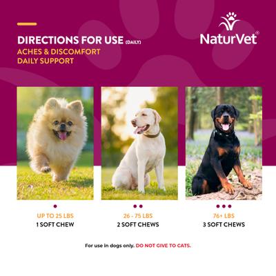 Show full view: NaturVet Aches & Discomfort Plus Glucosamine Soft Chews Joint Supplement for Dogs, 30 count slide 8 of 10