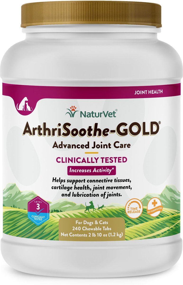 NaturVet Advanced Care ArthriSoothe-GOLD Chewable Tablets Joint Supplement for Cats & Dogs