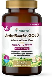 NaturVet Advanced Care ArthriSoothe-GOLD Chewable Tablets Joint Supplement for Cats & Dogs, 90 count