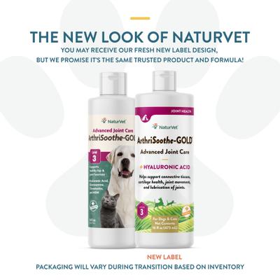 Show full view: NaturVet Advanced Care ArthriSoothe-GOLD Liquid Joint Supplement for Cats & Dogs, 16-fl oz bottle slide 3 of 11