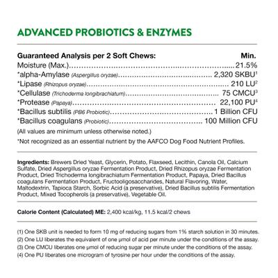 Show full view: NaturVet Advanced Probiotics & Enzymes Plus Vet Strength PB6 Probiotic Soft Chews Digestive Supplement for Dogs, 240 count slide 9 of 12