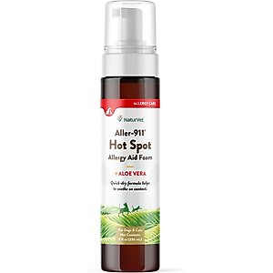 NaturVet Aller-911 Allergy Aid Hot Spot Plus Aloe Vera Dog & Cat Foam, 8-fl oz bottle