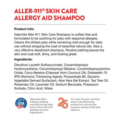 Show full view: NaturVet Aller-911 Allergy Aid Skin Care Plus Aloe Vera Dog & Cat Shampoo, 16-fl oz bottle slide 7 of 8
