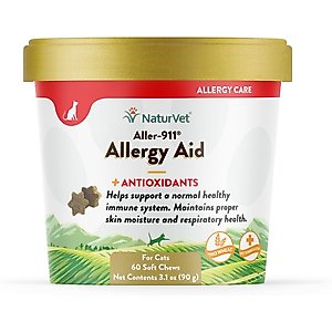 NaturVet Aller-911 Plus Antioxidants Soft Chews Allergy Supplement for Cats, 60 count