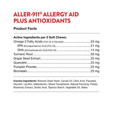 Show full view: NaturVet Aller-911 Plus Antioxidants Soft Chews Allergy Supplement for Cats, 60 count slide 9 of 12