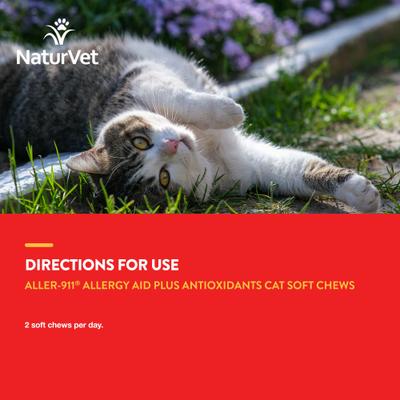 Show full view: NaturVet Aller-911 Plus Antioxidants Soft Chews Allergy Supplement for Cats, 60 count slide 8 of 12