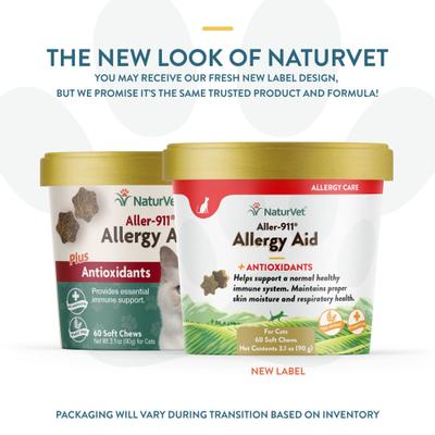 Show full view: NaturVet Aller-911 Plus Antioxidants Soft Chews Allergy Supplement for Cats, 60 count slide 3 of 12