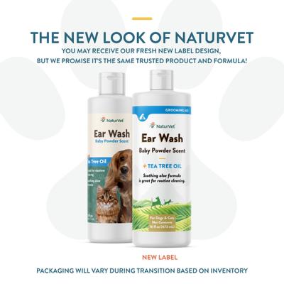 Show full view: NaturVet Aloe & Baby Powder Scent Dog & Cat Ear Wash, 16-fl oz bottle slide 2 of 9