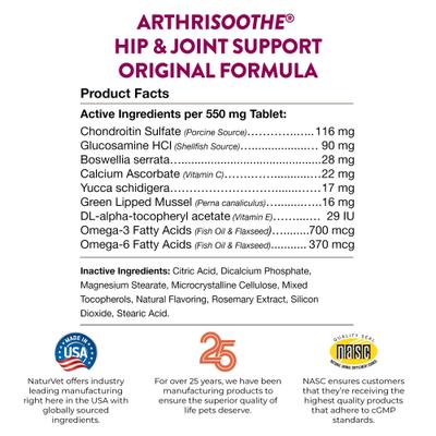 Show full view: NaturVet ArthiSoothe Chewable Tablets Joint Supplement for Dogs, 500 count slide 9 of 9