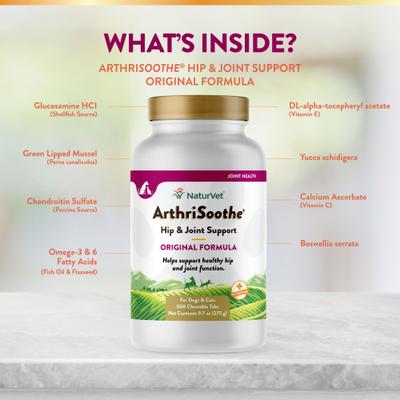 Show full view: NaturVet ArthiSoothe Chewable Tablets Joint Supplement for Dogs, 500 count slide 6 of 9