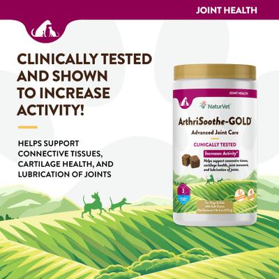 Show full view: NaturVet ArthriSoothe-GOLD Level 3 MSM & Glucosamine Joint Supplement for Dogs & Cats, 240 count slide 4 of 10