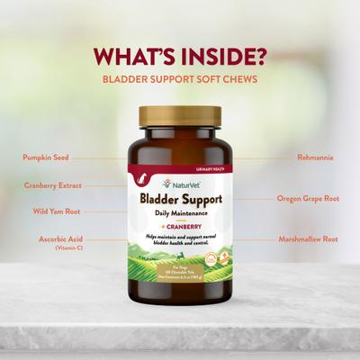 Show full view: NaturVet Bladder Support Plus Cranberry Chewable Tablets Urinary Supplement for Dogs, 60 count slide 6 of 10
