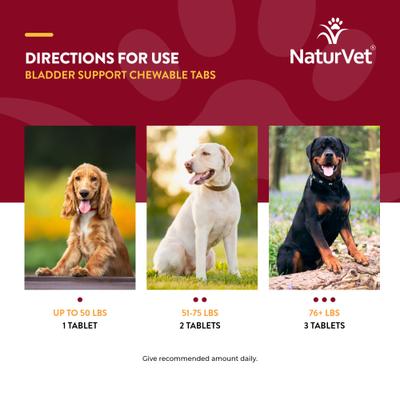 Show full view: NaturVet Bladder Support Plus Cranberry Chewable Tablets Urinary Supplement for Dogs, 60 count slide 8 of 10