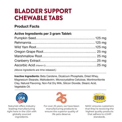 Show full view: NaturVet Bladder Support Plus Cranberry Chewable Tablets Urinary Supplement for Dogs, 60 count slide 9 of 10
