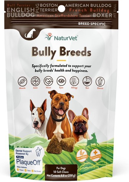 NaturVet Breed Specific Bully Breeds Supplement for Dogs, 50 count