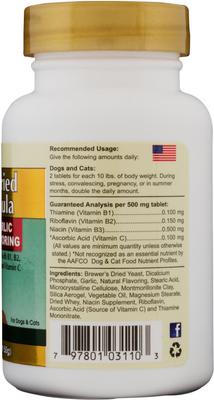Show full view: NaturVet Brewers Dried Yeast Skin & Coat Supplement Tablets for Dogs & Cats, 100 count slide 3 of 8