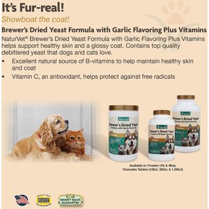 NaturVet Brewer's Dried Yeast with Garlic Chewable Tablets Skin & Coat Supplement for Cats & Dogs, 1,000 count